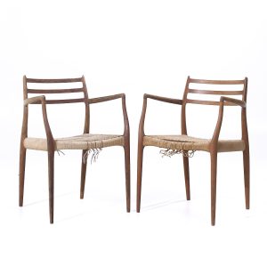 niels moller model 62 mid century danish teak captains chairs - pair