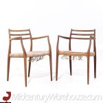 Niels Moller Model 62 Mid Century Danish Teak Captains Chairs - Pair