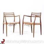 Niels Moller Model 62 Mid Century Danish Teak Captains Chairs - Pair