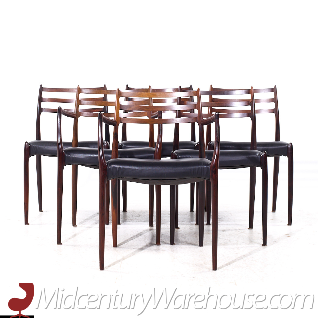 Niels Moller Models 78 & 62 Mid Century Danish Rosewood Dining Chairs - Set of 6