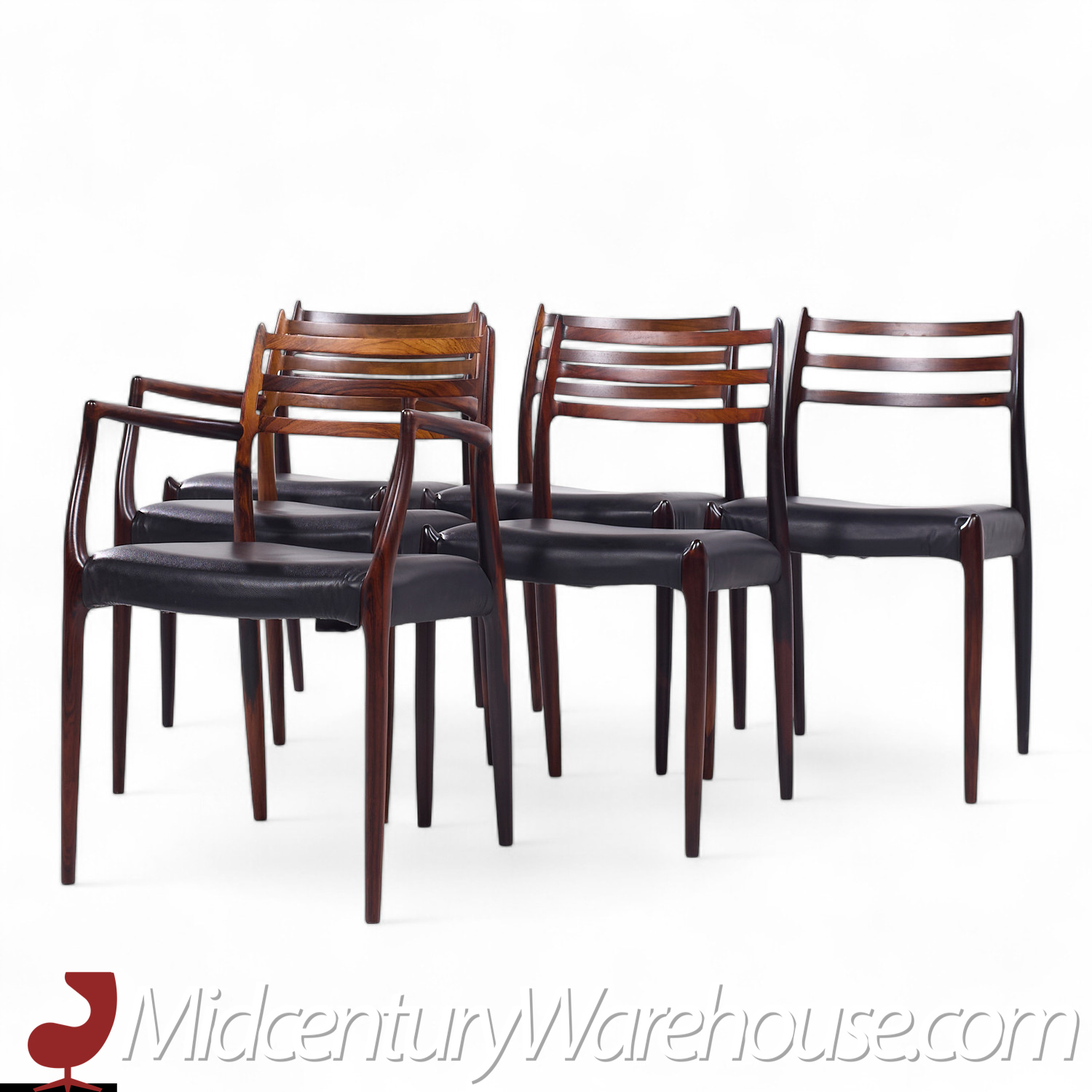 Niels Moller Models 78 & 62 Mid Century Danish Rosewood Dining Chairs - Set of 6