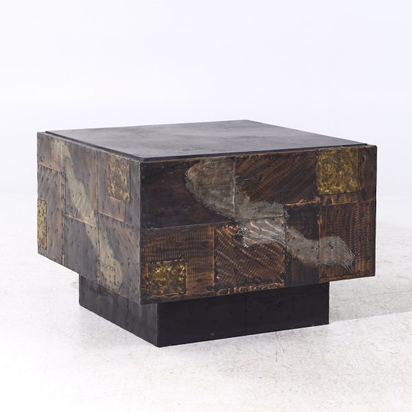 paul evans mid century welded and patinated steel patchwork side table