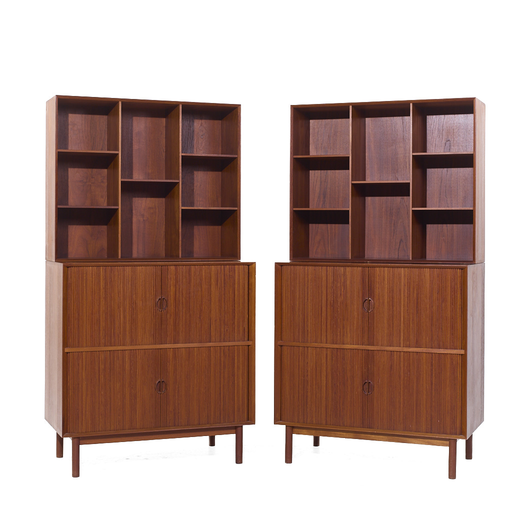 Peter Hvidt & Orla Mølgaard-nielsen for Søborg Danish Teak Credenza and Hutch - Pair