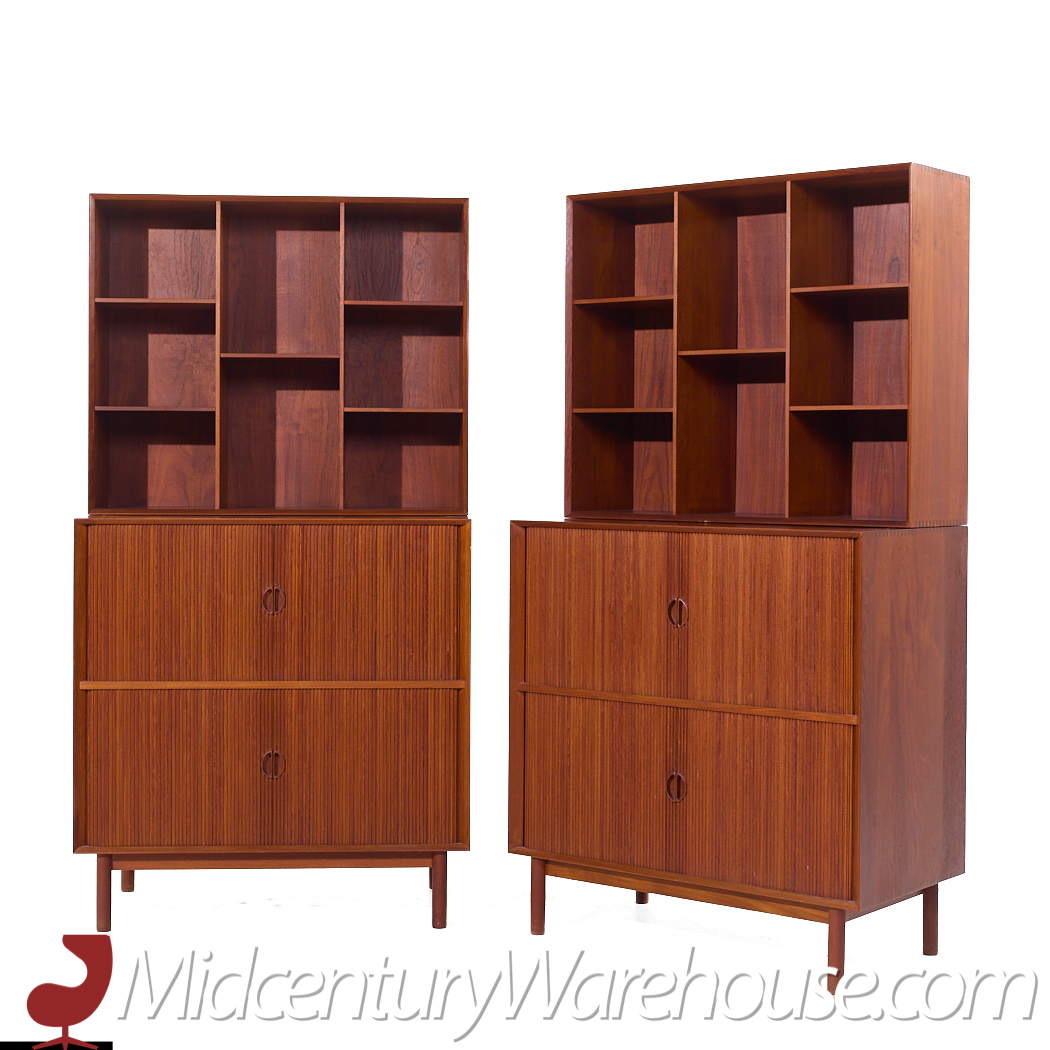 Peter Hvidt & Orla Mølgaard-nielsen for Søborg Danish Teak Credenza and Hutch - Pair