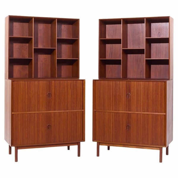 Peter Hvidt & Orla Mølgaard-nielsen for Søborg Danish Teak Credenza and Hutch - Pair