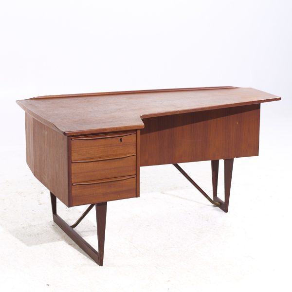 peter lovig mid century danish teak boomerang desk