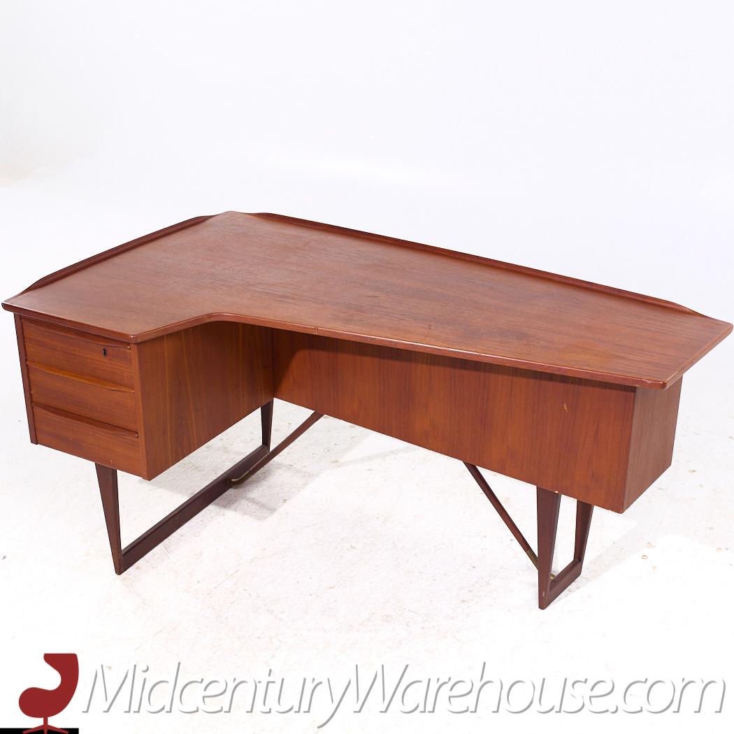 Peter Lovig Mid Century Danish Teak Boomerang Desk