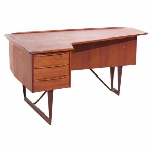 peter lovig mid century danish teak boomerang desk