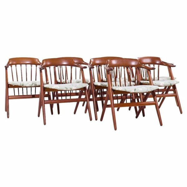 svend madsen style mid century danish teak dining chairs - set of 8