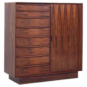 Svend Madsen for Falster Mid Century Danish Rosewood Tambour Door Armoire Dresser