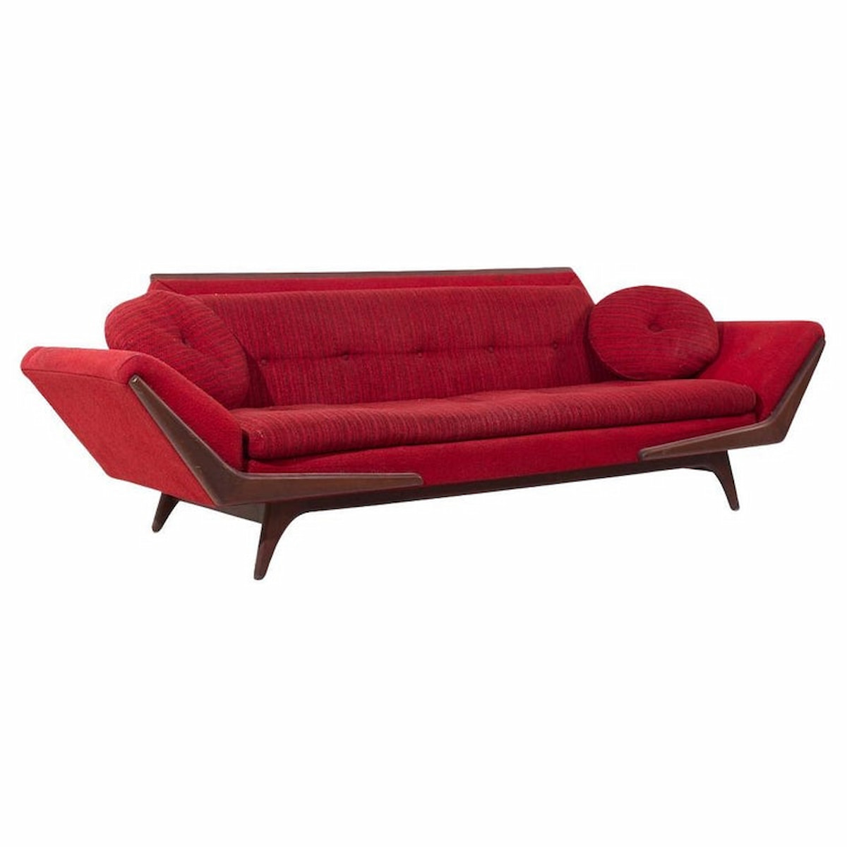 Adrian Pearsall Style Mid Century Walnut Gondola Sofa