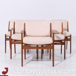 Arne Vodder for Sibast Elle and Ella Mid Century Teak Side and Captains Dining Chairs - Set of 6