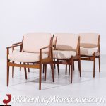 Arne Vodder for Sibast Elle and Ella Mid Century Teak Side and Captains Dining Chairs - Set of 6