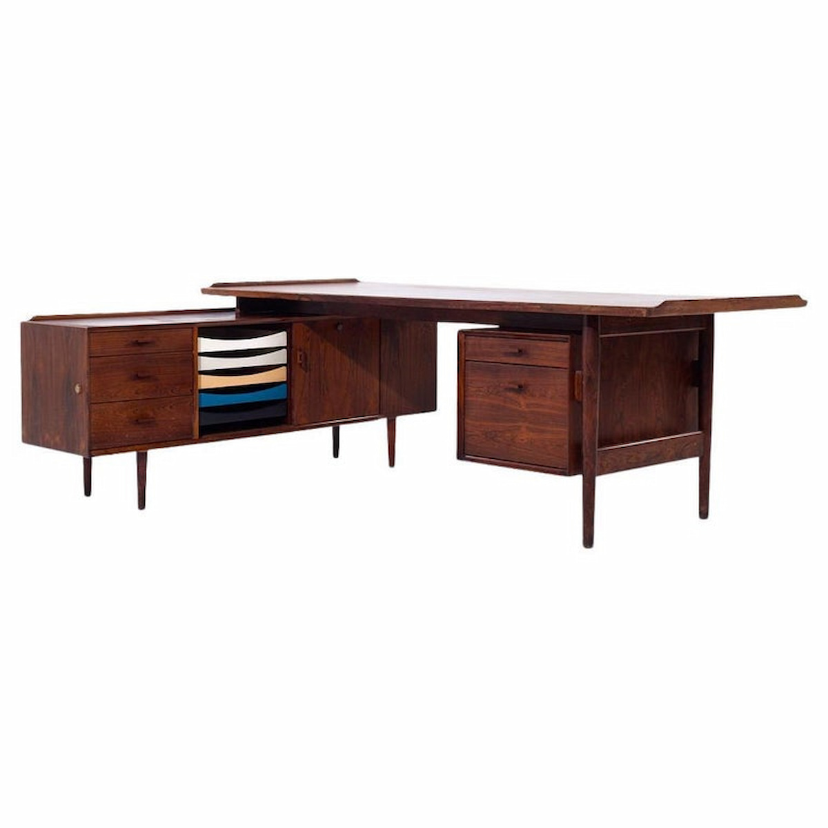 Arne Vodder for Sibast Model 209 Mid Century Rosewood Desk with Return
