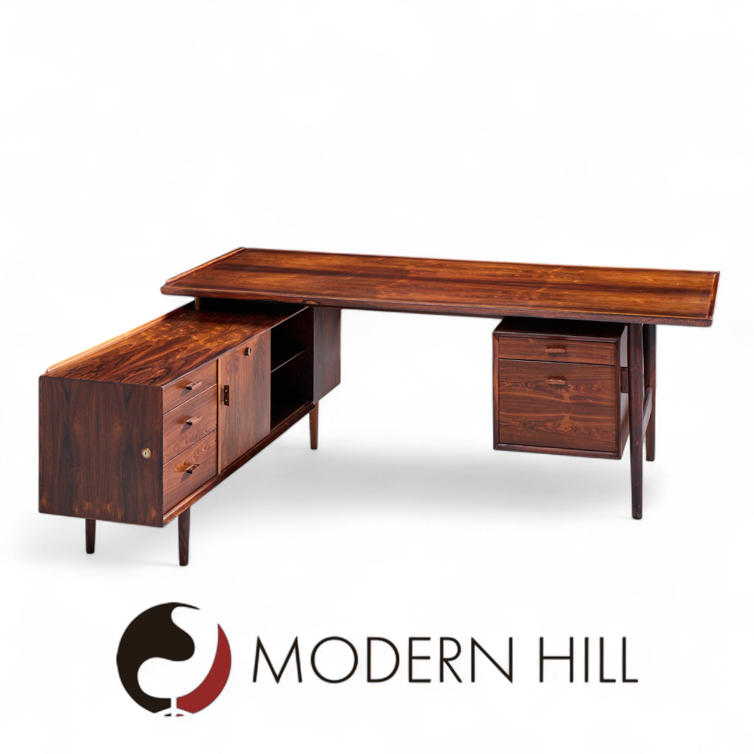 Arne Vodder for Sibast Model 209 Mid Century Rosewood Desk with Return