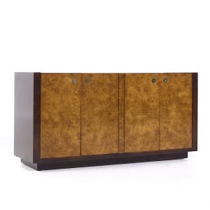 century furniture mid century burlwood and brass credenza