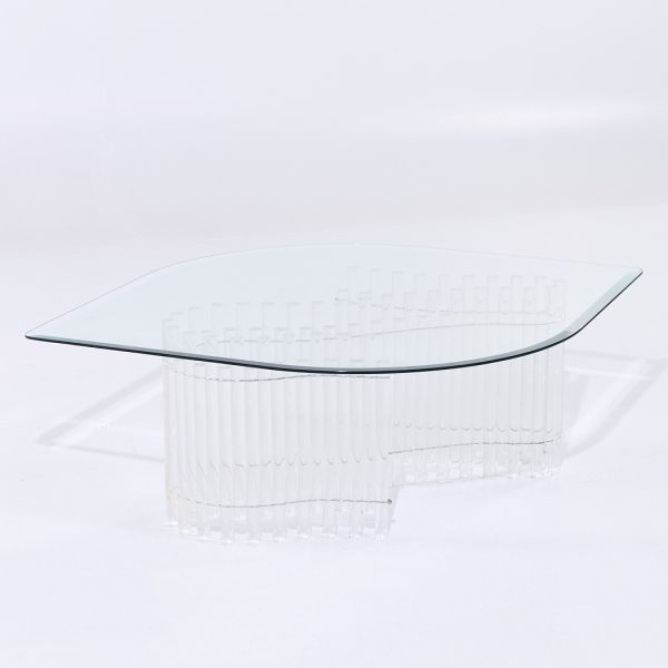 Charles Hollis Jones Mid Century Tambour Lucite Coffee Table