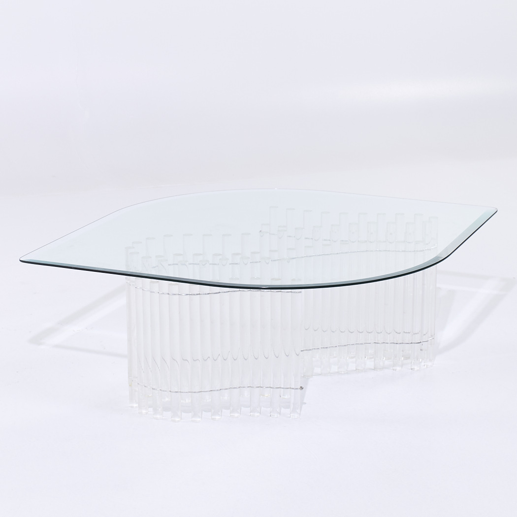 Charles Hollis Jones Mid Century Tambour Lucite Coffee Table