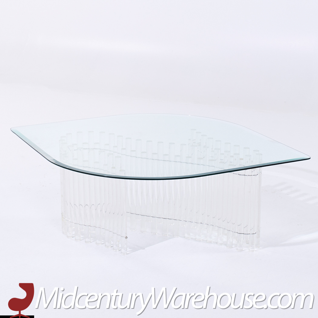 Charles Hollis Jones Mid Century Tambour Lucite Coffee Table