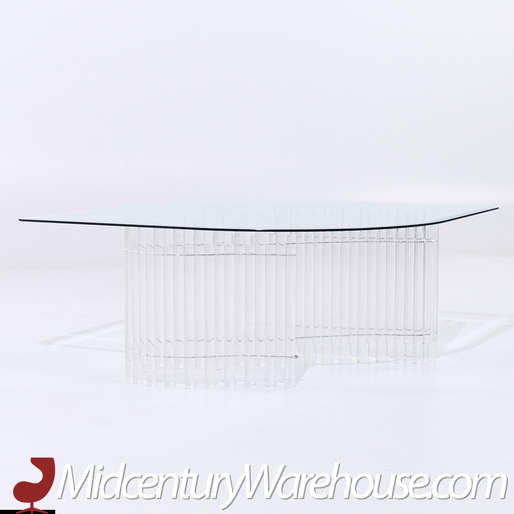 Charles Hollis Jones Mid Century Tambour Lucite Coffee Table