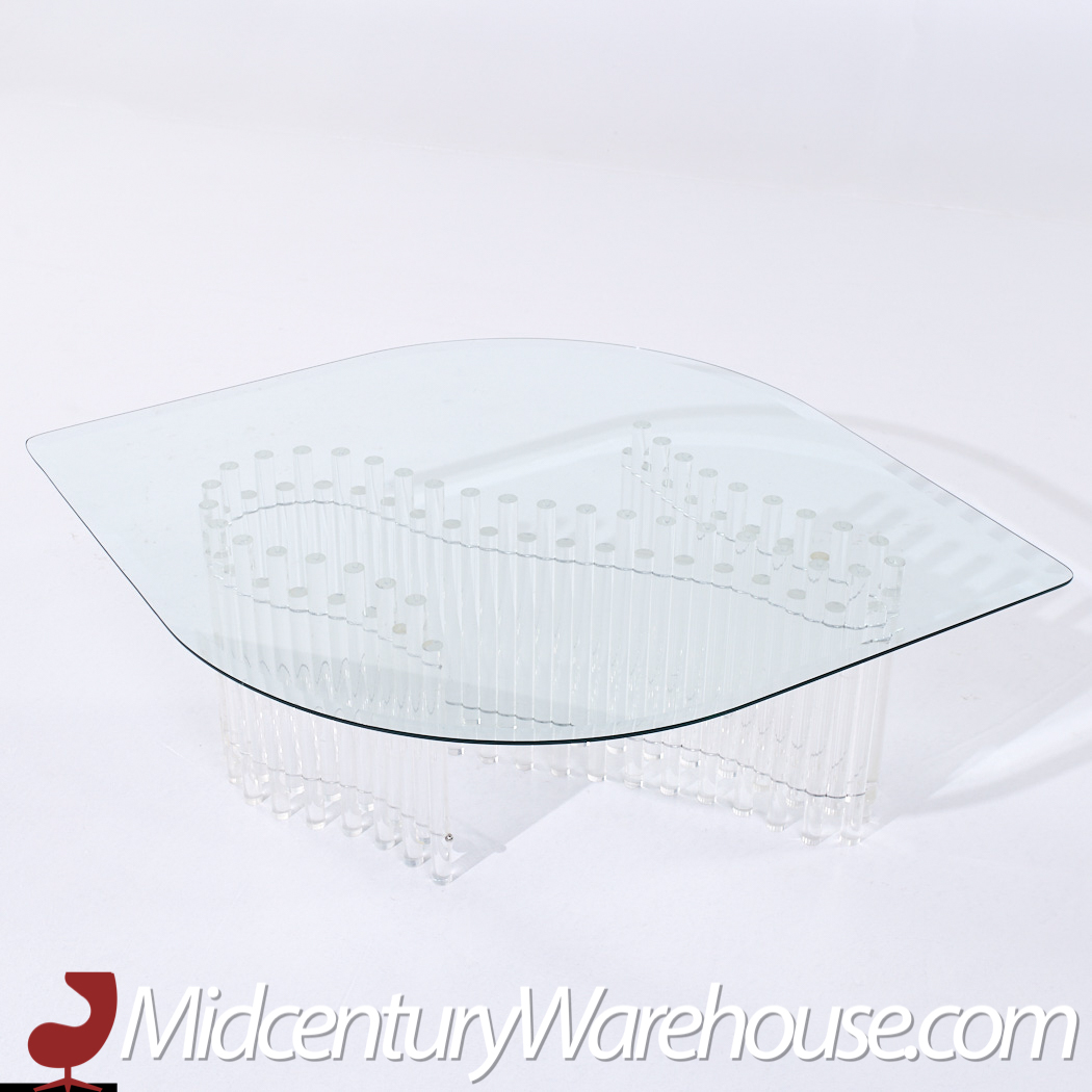 Charles Hollis Jones Mid Century Tambour Lucite Coffee Table