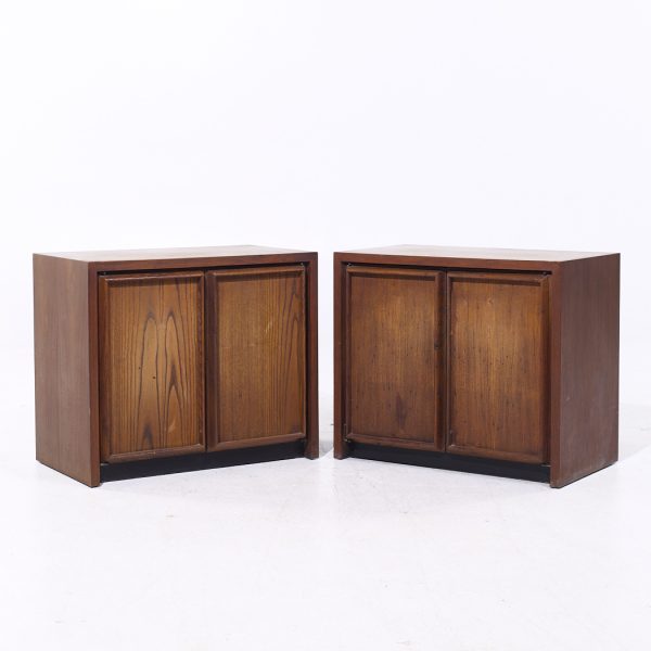 Dillingham Mid Century Pecky Cypress Nightstands - Pair