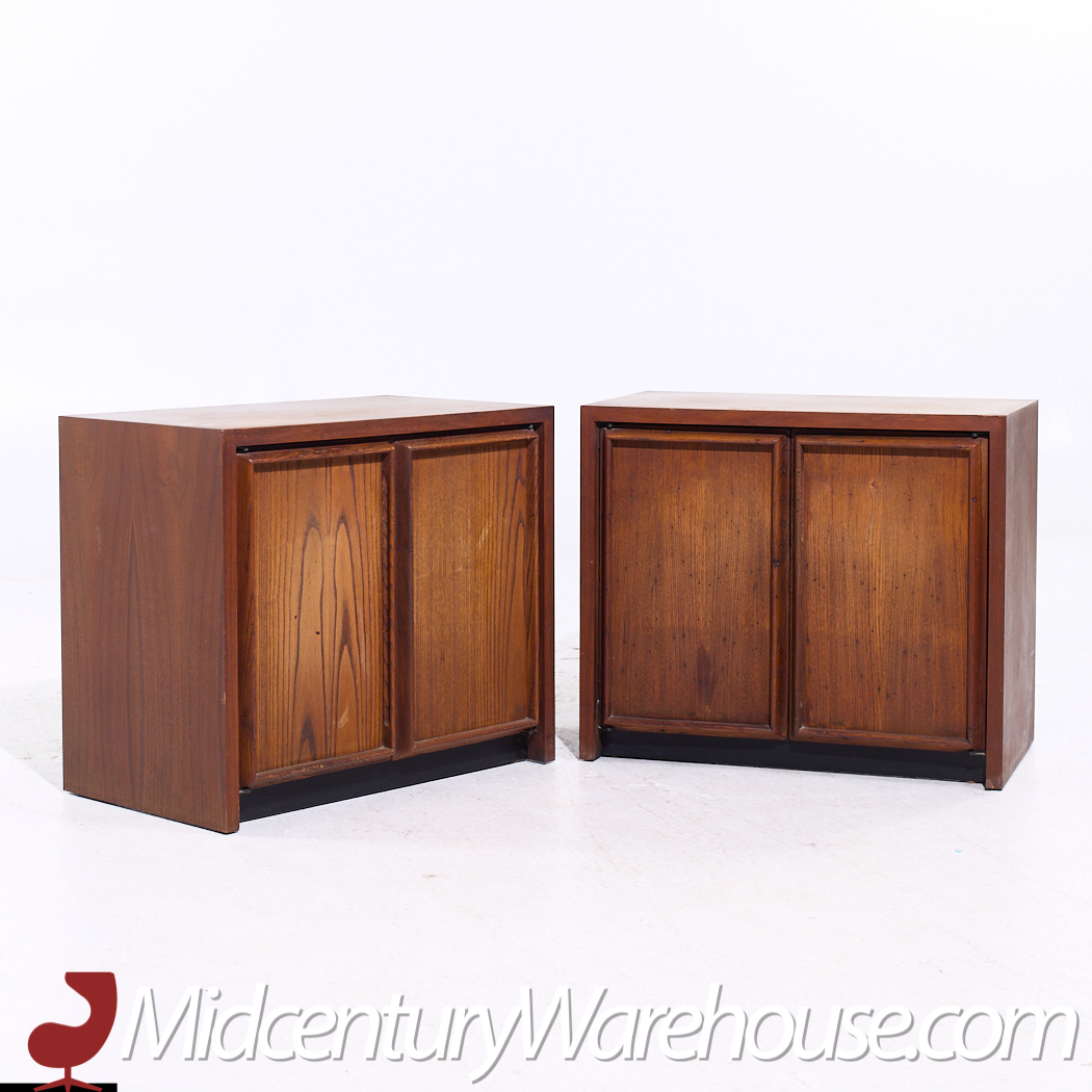 Dillingham Mid Century Pecky Cypress Nightstands - Pair