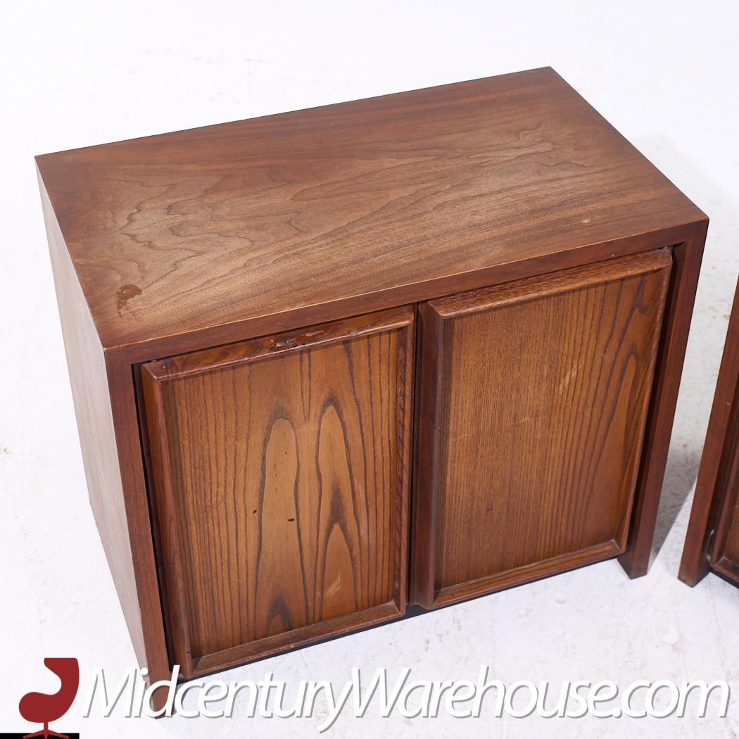 Dillingham Mid Century Pecky Cypress Nightstands - Pair