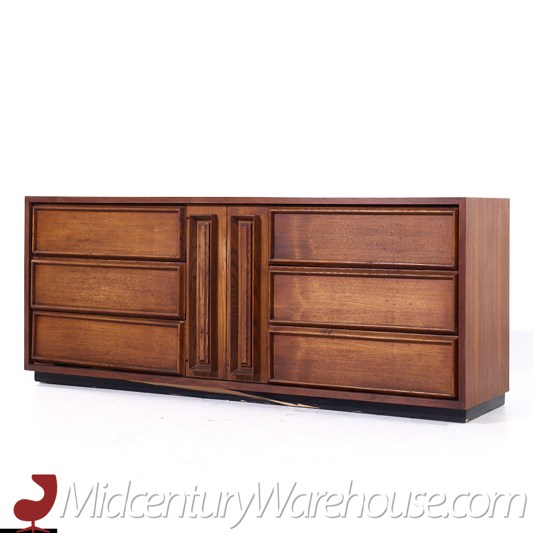 Dillingham Mid Century Pecky Cypress Lowboy Dresser