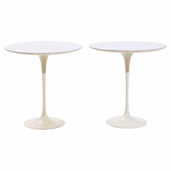 eero saarinen for knoll mid century tulip side tables - pair