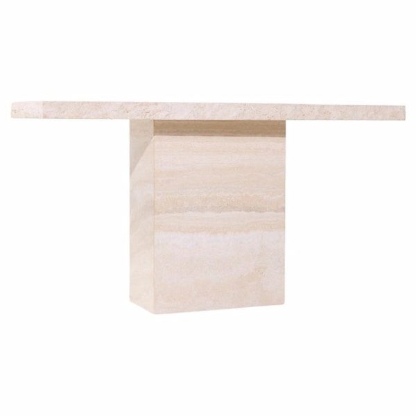 ello style mid century travertine console table