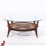 Enro Fabry Mid Century Walnut and Cane Coffee Table