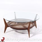 Enro Fabry Mid Century Walnut and Cane Coffee Table