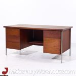 Florence Knoll Mid Century Walnut and Chrome Executive Desk