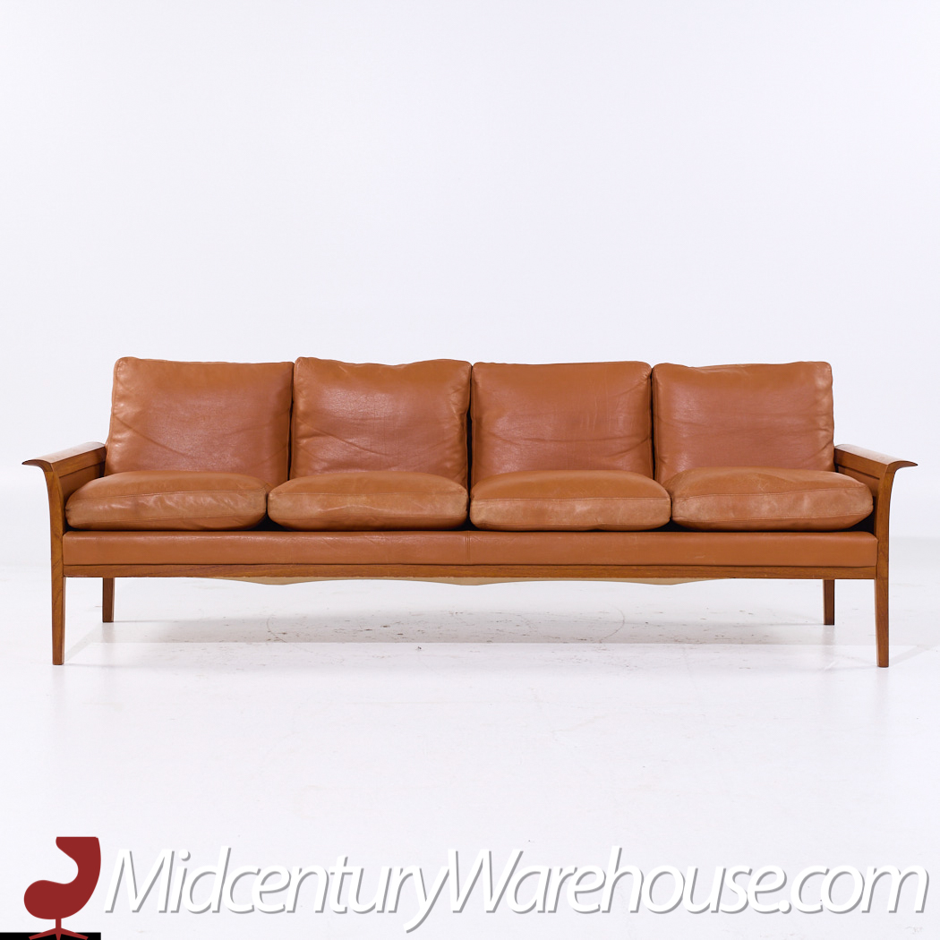 Fredrik Kayser Model-934 Mid Century Teak and Leather Sofa