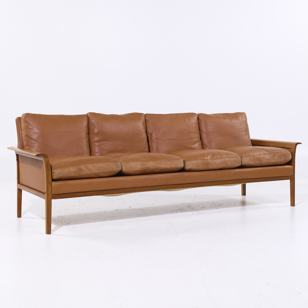 Fredrik Kayser Model-934 Mid Century Teak and Leather Sofa