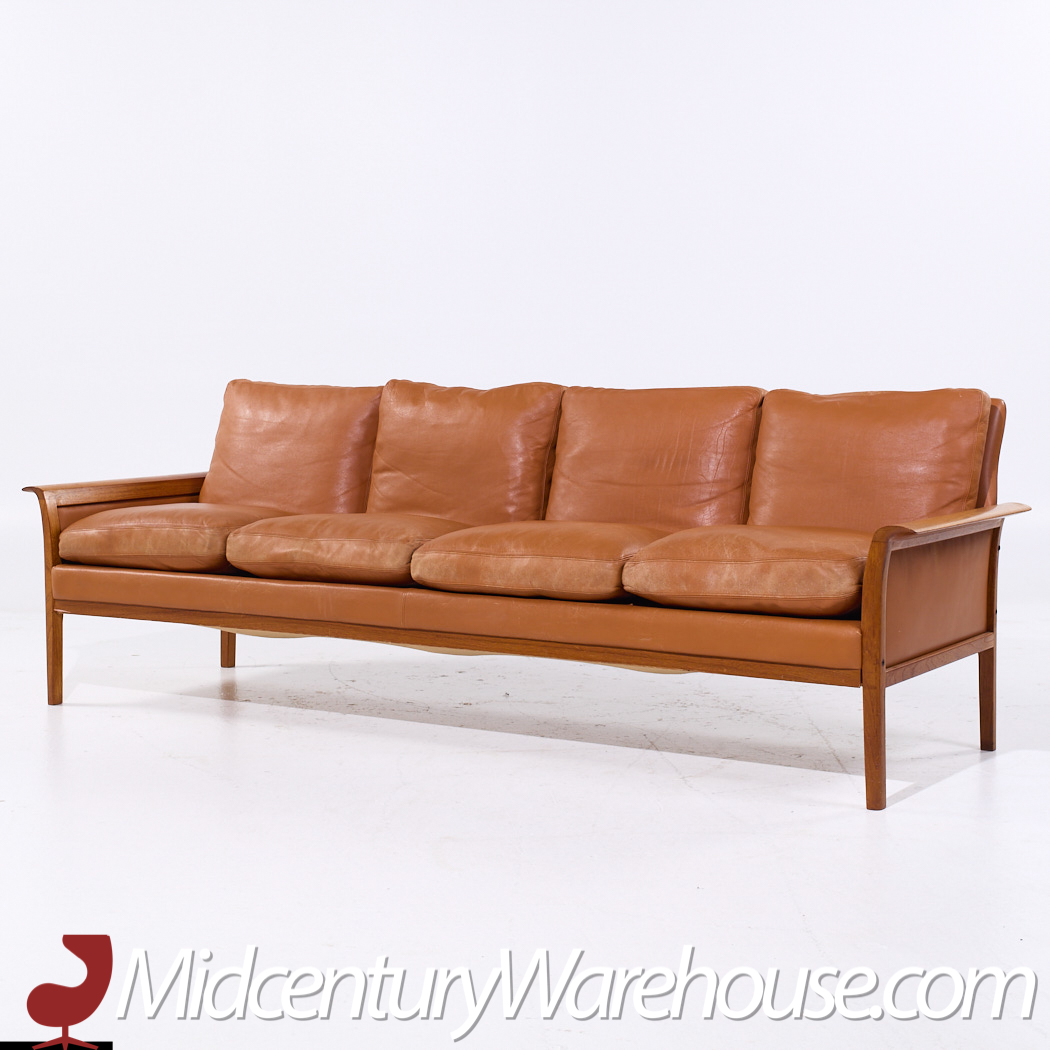 Fredrik Kayser Model-934 Mid Century Teak and Leather Sofa