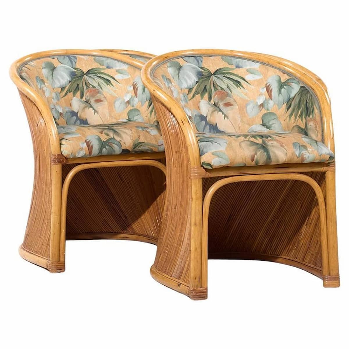 Gabriella Crespi Style Pencil Reed Mid Century Rattan Dining Chairs - Set of 4