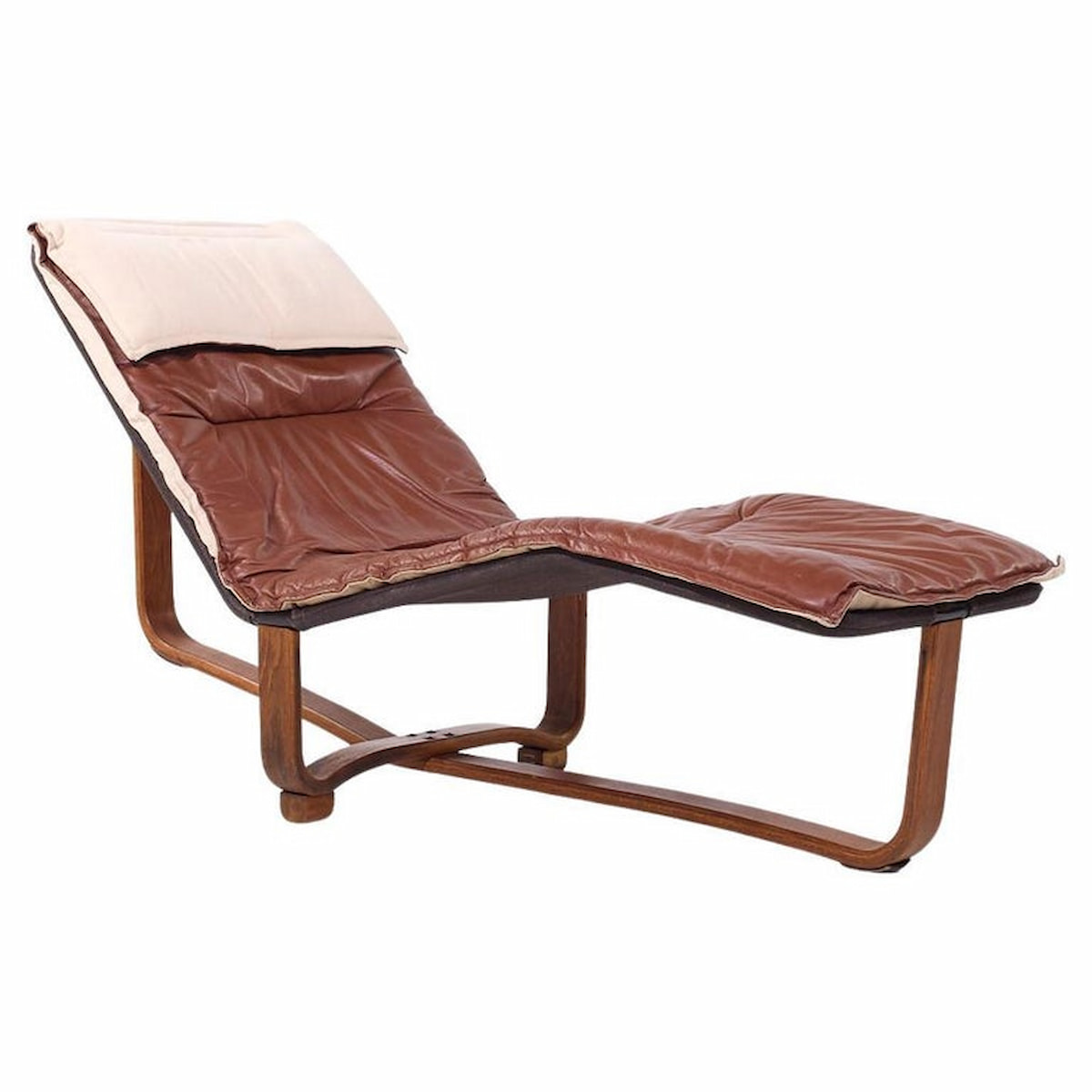 Ingmar Relling for Westnofa Mid Century Reversible Leather and Wool Bentwood Chaise