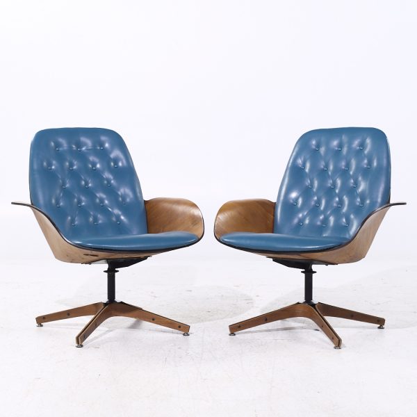 George Mulhauser for Plycraft Mrs Chair Mid Century Lounge Chairs - Pair