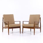 Grete Jalk for France and Son F118 Mid Century Danish Teak Lounge Chairs - Pair