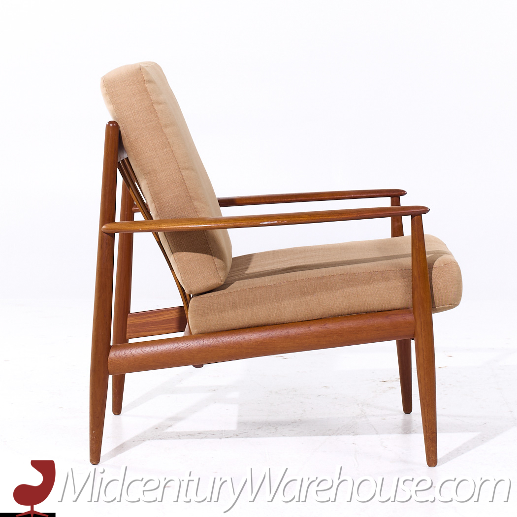 Grete Jalk for France and Son F118 Mid Century Danish Teak Lounge Chairs - Pair