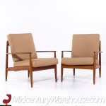 Grete Jalk for France and Son F118 Mid Century Danish Teak Lounge Chairs - Pair