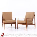 Grete Jalk for France and Son F118 Mid Century Danish Teak Lounge Chairs - Pair