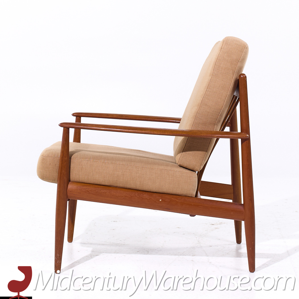 Grete Jalk for France and Son F118 Mid Century Danish Teak Lounge Chairs - Pair