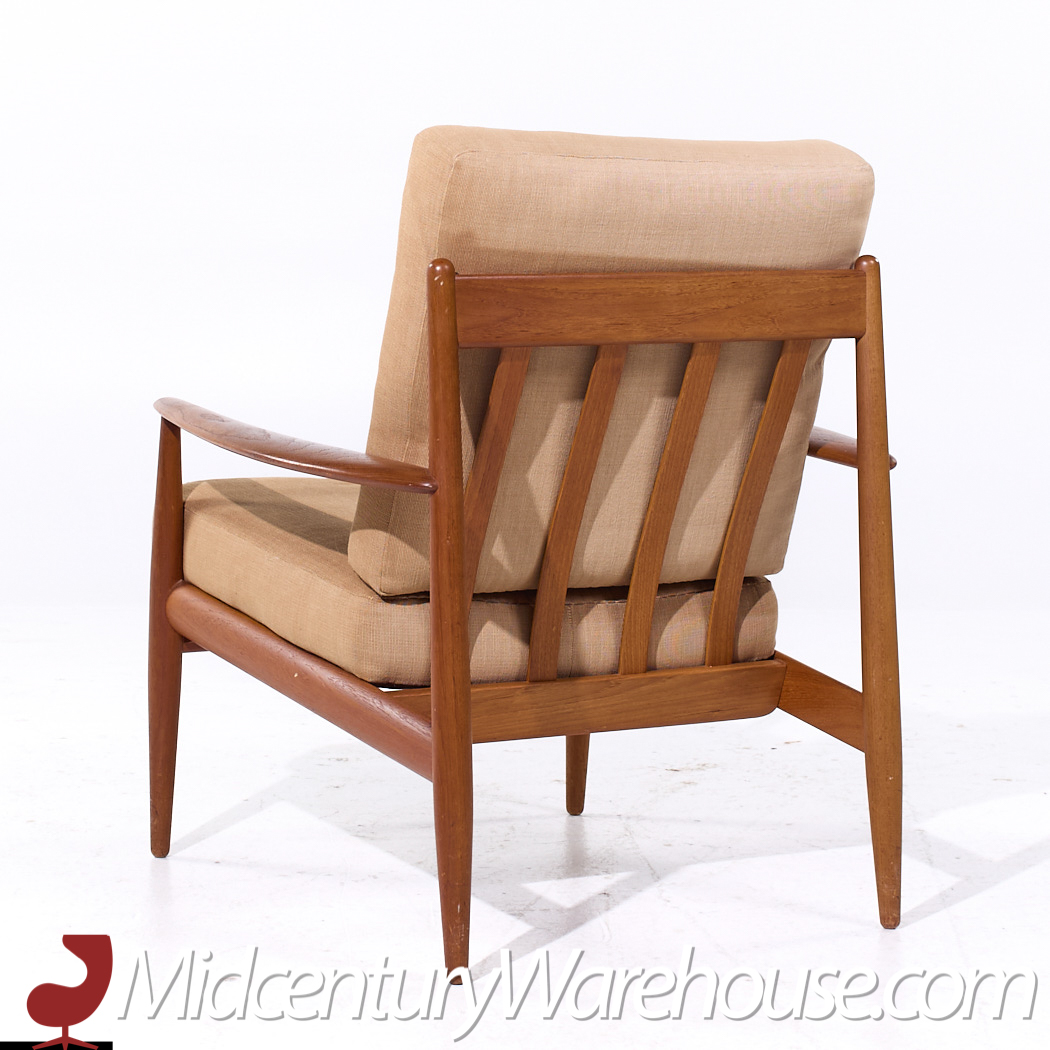 Grete Jalk for France and Son F118 Mid Century Danish Teak Lounge Chairs - Pair