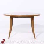 Harvey Probber Mid Century Bleached Mahogany Expanding Saber Leg Dining Table with 4 Leaves