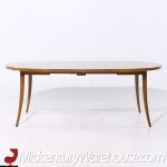 Harvey Probber Mid Century Bleached Mahogany Expanding Saber Leg Dining Table with 4 Leaves