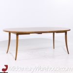 Harvey Probber Mid Century Bleached Mahogany Expanding Saber Leg Dining Table with 4 Leaves