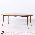 Harvey Probber Mid Century Bleached Mahogany Expanding Saber Leg Dining Table with 4 Leaves